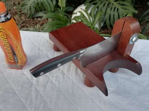 BILTONG CUTTER - MASTERCHEF X30CR13 CLEAVER - B245A - WITH OAK WOODEN STAND - AMAZING VERY HEAVY