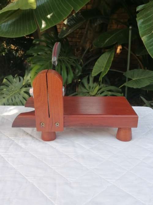 BILTONG CUTTER - MASTERCHEF X30CR13 CLEAVER - B245A - WITH OAK WOODEN STAND - AMAZING VERY HEAVY