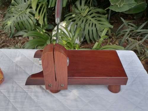 BILTONG CUTTER - MASTERCHEF X30CR13 CLEAVER - B245A - WITH OAK WOODEN STAND - AMAZING VERY HEAVY