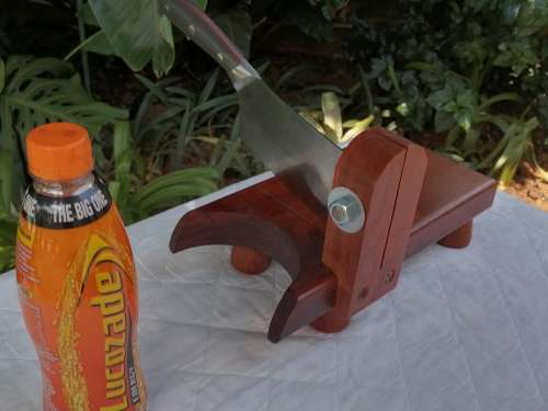 BILTONG CUTTER - MASTERCHEF X30CR13 CLEAVER - B245A - WITH OAK WOODEN STAND - AMAZING VERY HEAVY
