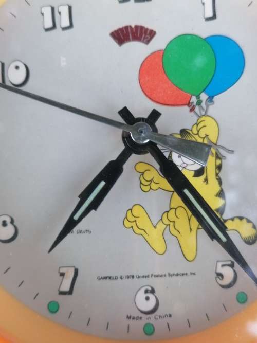 VERY RARE !!! GARFIELD 1978 WIND-UP CLOCK - 100% WORKING
