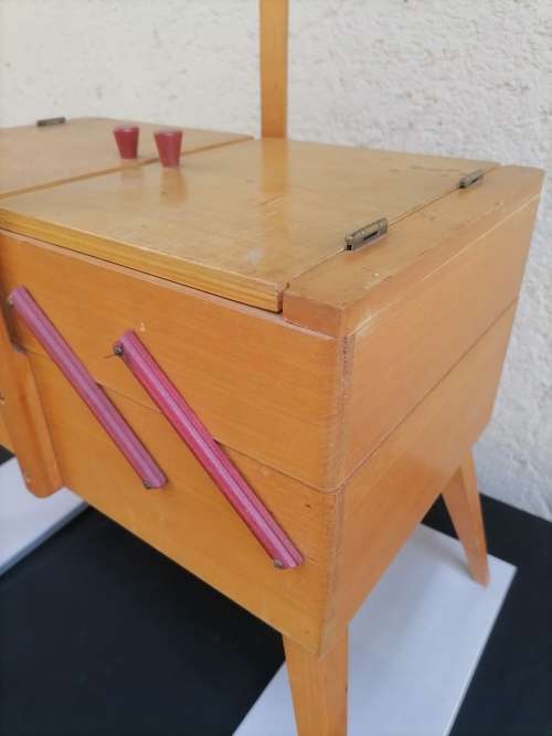 VINTAGE OAK 2-TIER LARGE SEWING BOX - AMAZING CONDITION