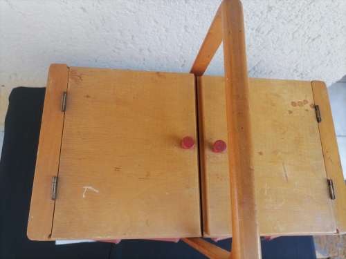 VINTAGE OAK 2-TIER LARGE SEWING BOX - AMAZING CONDITION