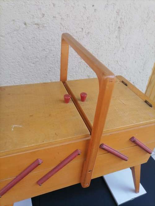 VINTAGE OAK 2-TIER LARGE SEWING BOX - AMAZING CONDITION