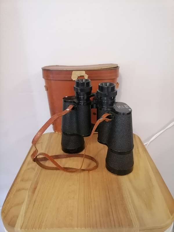 VINTAGE - Jaiyo 7x50 field 7.1 no 91038 binocular coated lenses - ORIGINAL LEATHER CASE & STRAP