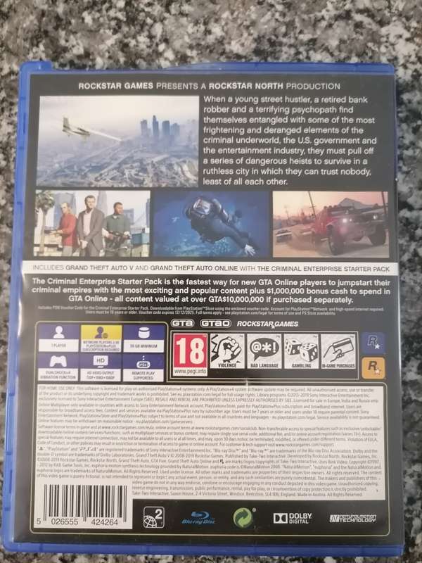 GRAND THEFT AUTO V / GTA V PREMIUM ONLINE EDITION GAME FOR PS4