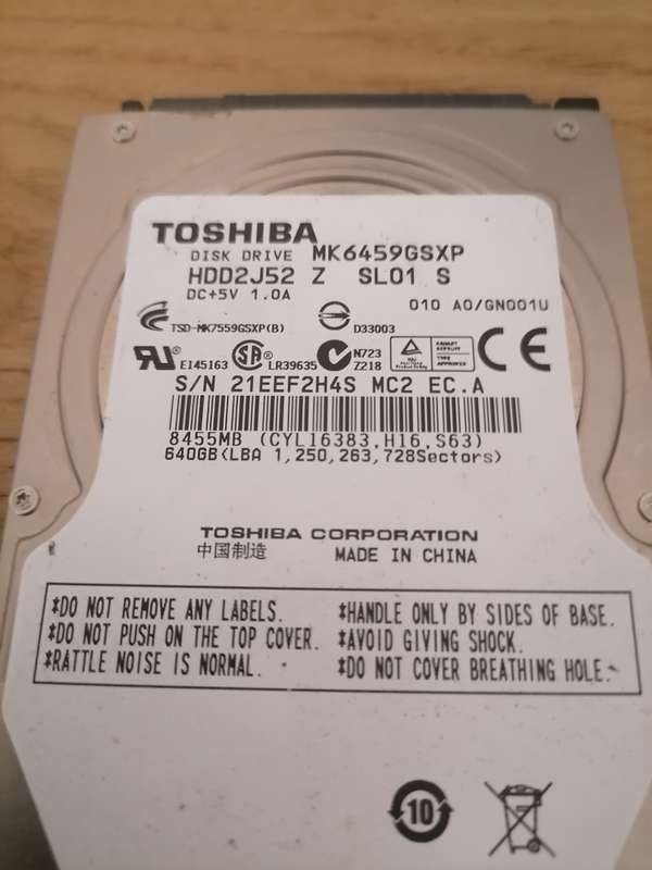 Toshiba 640 GB HARD DRIVE - MK6459GSXP - TESTED