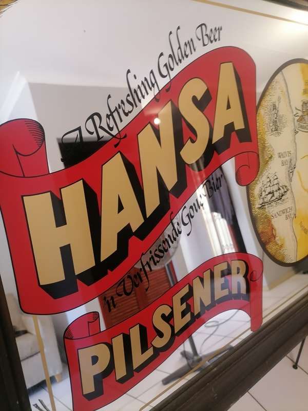 VINTAGE ORIGINAL HANSA PILSNER ADVERTISING MIRROR - 60 CM X 75 CM