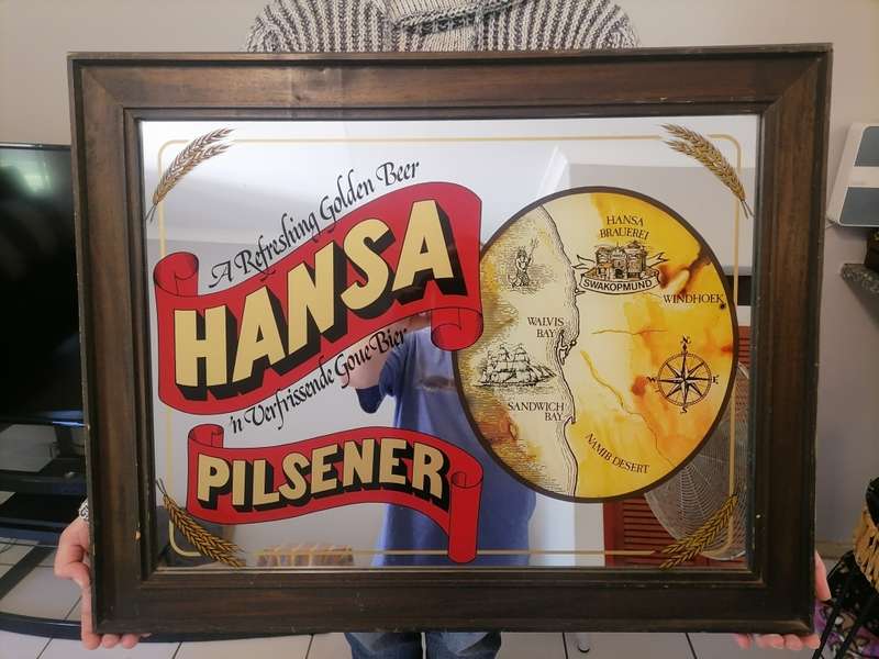 VINTAGE ORIGINAL HANSA PILSNER ADVERTISING MIRROR - 60 CM X 75 CM