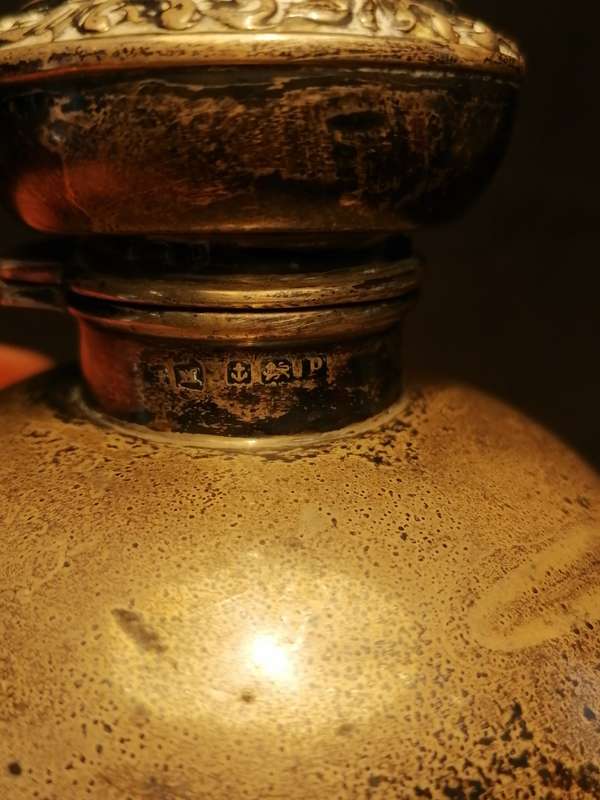 1800's Antique English Cut Crystal & Sterling Silver Perfume Bottle - Hallmark