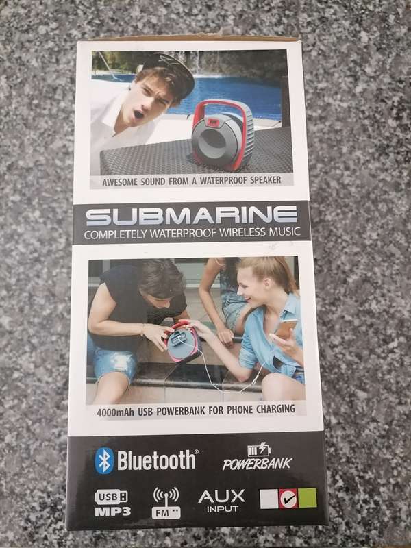 S Digital Submarine IPX67 Wireless Speaker and POWER BANK WATER PROOF BRAND NEW - RED