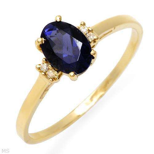was R695.00 Splendid Ring Precious Stones - Genuine round Diamonds and Iolite Made of Yellow Gold
