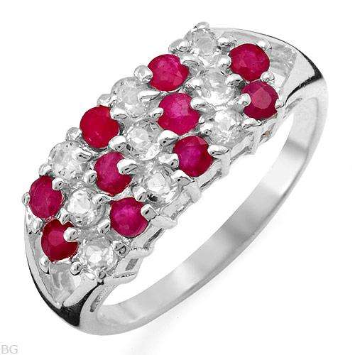 Elegant and Beautiful Ring With 1.15ctw Precious Stones - Genuine Rubies and Topazes