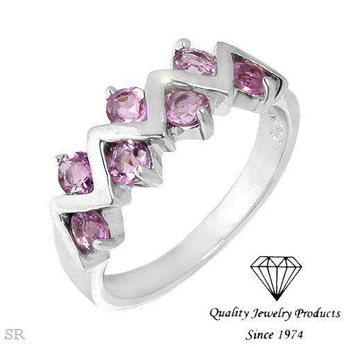High Quality Ring With 0.77ctw Genuine Amethysts Made of Solid 925 Sterling silver- Size 7