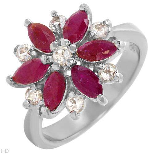 Majestic Brand New Ring With 1.85ctw Precious Stones - Genuine Rubies and Topazes Beautifully Crafte