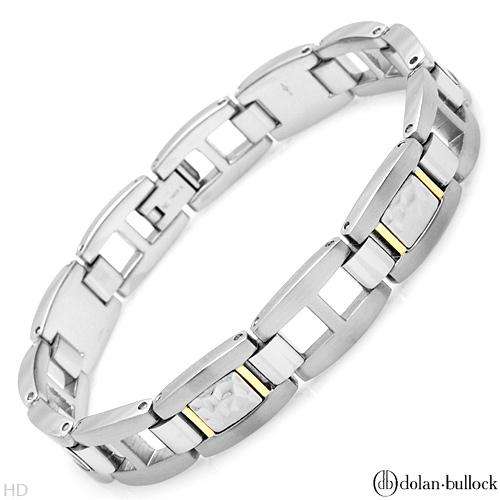 DOLAN BULLOCK Charming Brand New Gentlemens Bracelet Well Made in 18K/StSl Gold and Stainless Steel.