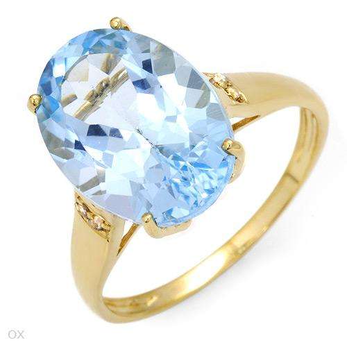 High Quality Ring With 7.75ctw Precious Stones - Genuine Diamonds and Topaz Well Made in Yellow Gold