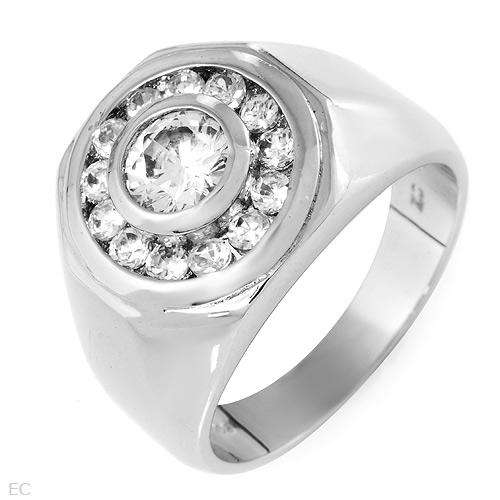 Attractive Gents Ring With 3.00ctw Cubic zirconia Made in 925 Sterling silver. Total item weight 9.2