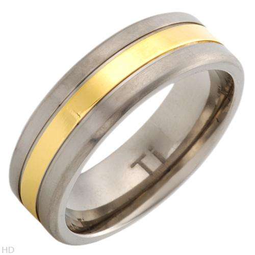 Elegant and Beautiful Brand New Gentlemens Band Ring Crafted in 14K/Ti Gold plated Titanium