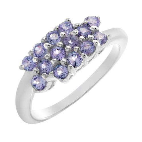 Elegant Brand New Ring With 0.98ctw Genuine Tanzanites Crafted in 925 Sterling silver -
