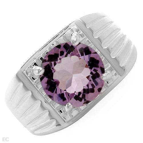 Stylish Brand New Solitaire Ring With 3.40ctw Genuine Amethyst Crafted in 925 Sterling silver. Total