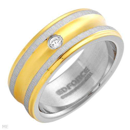 EDFORCE Stylish Brand New Gentlemens Band Ring With Cubic zirconia Beautifully Crafted in 14K/StSl G