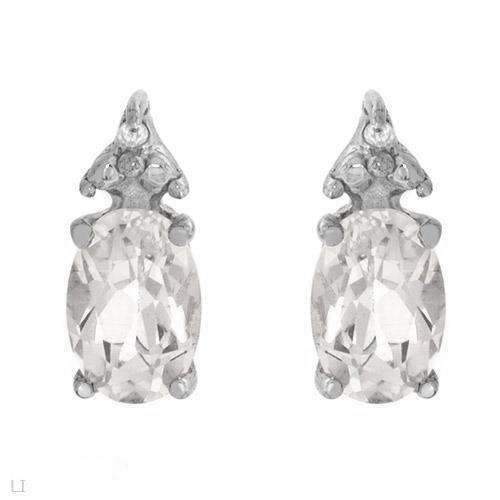Stylish Brand New Stud Earrings With 0.95ctw Precious Stones - Genuine Diamonds and Topazes Beautifu