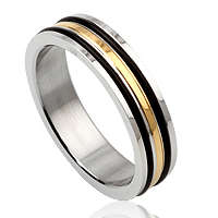 Stunning Mens stainless steel black & Gold plated Ring size10