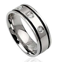 Brand new stainless steel mens Ring with Cubic Zirconia size 11