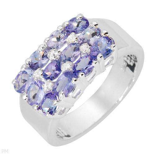 Attractive Brand New Ring With 2.11ctw Precious Stones - Genuine Tanzanites and Topazes Beautifully