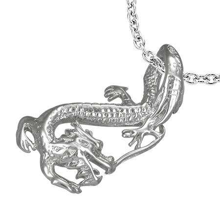 Stainless Steel Flying Dragon Chinese Zodiac Pendant, weights 6.70 gr,