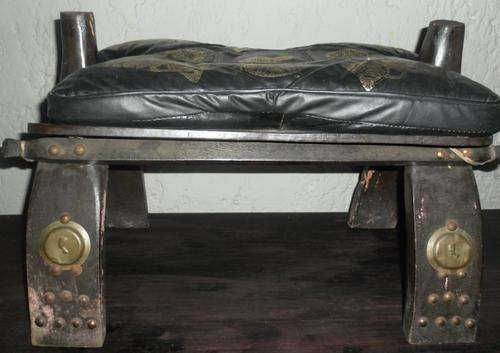 EGYPTIAN CHAIR AND PUFFS MADE OF GENUINE LEATHER