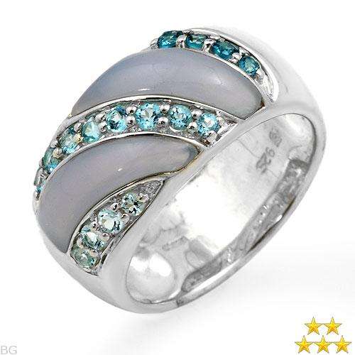 was R825  Nice Ring With 2.52ctw - Genuine Chalcedonies and Topazes Well Made in 925 Sterling size 9