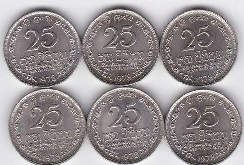 Sri Lanka - batch of 6 x 1978 25 cents