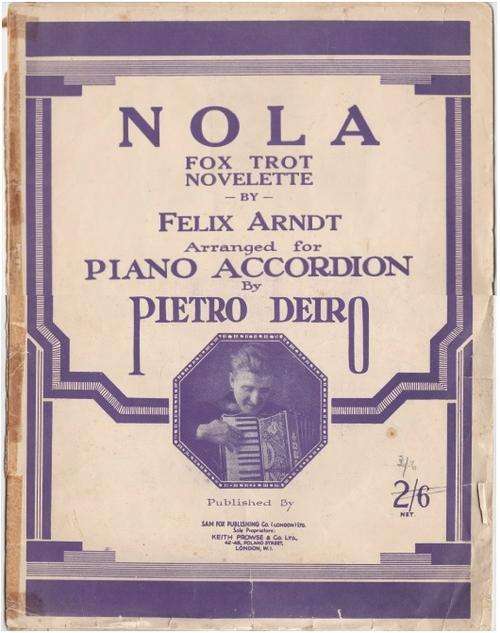 Sheet Music - Nola - arranged for Piano Accordion - 1915