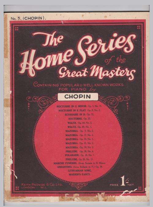 Sheet Music - The Home Series of the Great Masters - Chopin - 1931