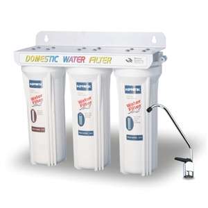 Triple under counter water filter