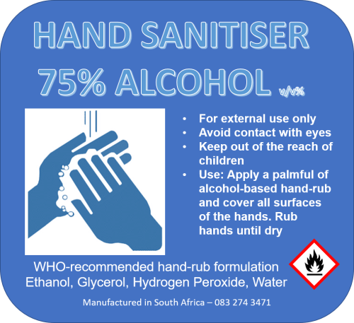 Hand Sanitiser & Surface Disinfectant - Bulk - 75% Alcohol - WHO Formulation - 10 Liters