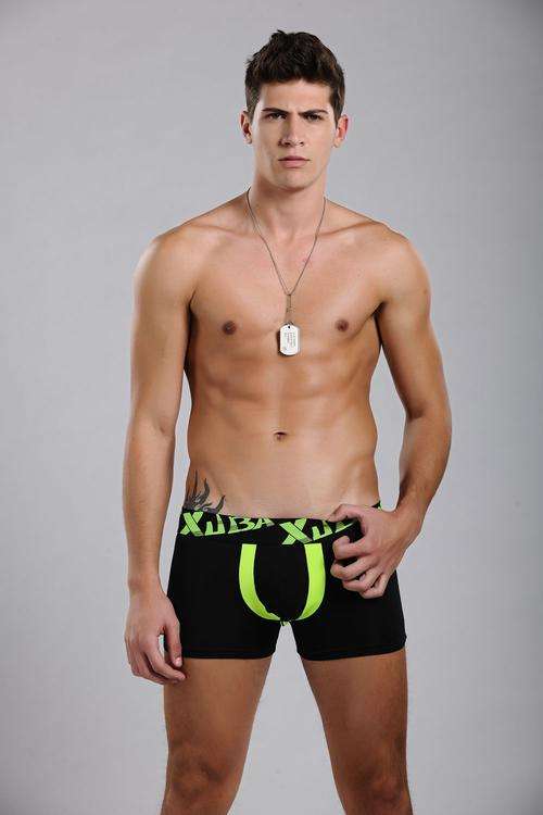 BLACK/GREEN BOXERS  MENS UNDERWEAR
