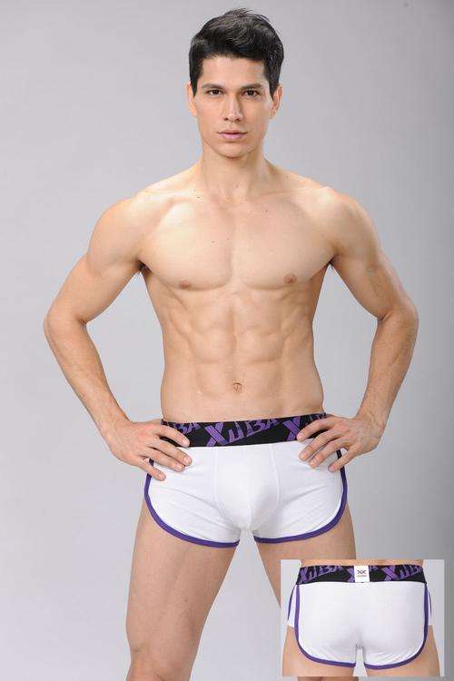 WHITE/PURPLE PT BOXERS  MENS UNDERWEAR