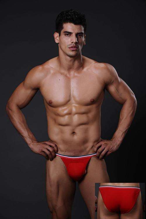RED TANGAS WITH SIDE CLIPS  MENS UNDERWEAR