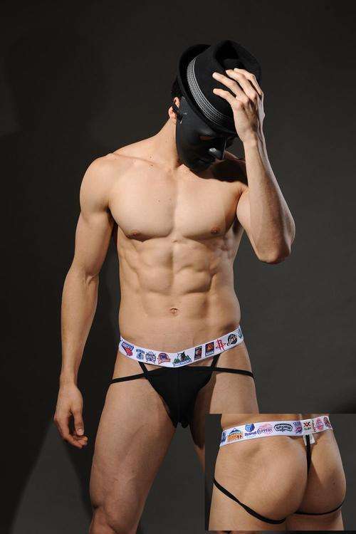 BLACK CUT-OUT JOCK STRINGS