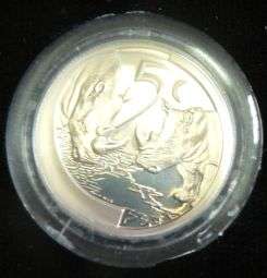 WILDLIFE SERIES RHINO 5 CENT SILVER COIN