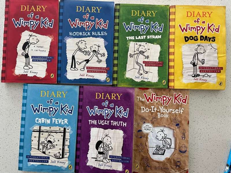 Diary of a Wimpy Kid by Jeff Kinney - set of 7 books