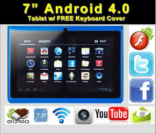 7" Android 4.0 PC Tablet in blue W/ FREE Keyboard Cover
