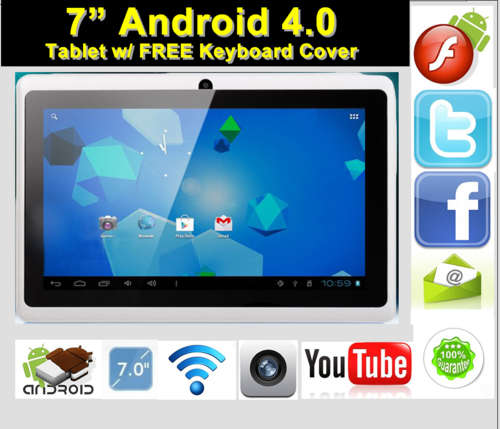 7" Android PC Tablet in White with FREE Keyboard Cover