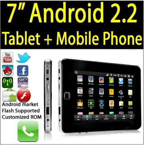 The Hottest Powerful 7 Inch Android 2.2 Tablet PC In Black - MAKES PHONE CALLS