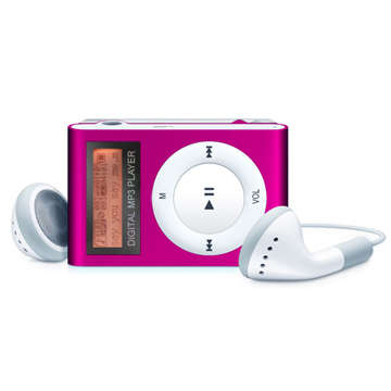 Mini Clip Mp3 Players with LCD Screens in Pink