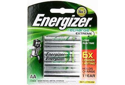 High Capacity Energizer 4 Pack AA Rechargeable Batteries - 2300mah