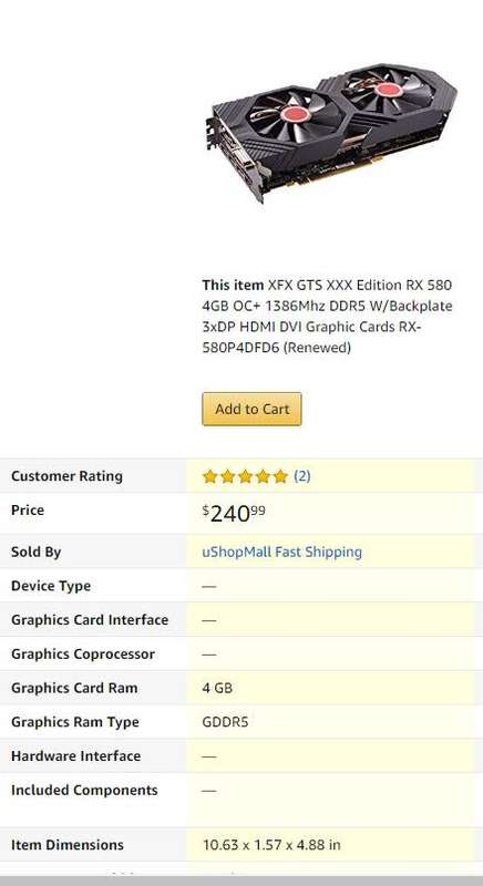 XFX Radeon RX 580 GTS XXX Edition  8GB GDDR5 256-bit PLEASE READ !!